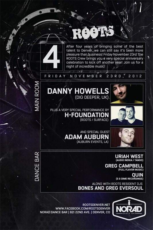 Roots 4 Year Anniversary Feat. Danny Howells - フライヤー裏
