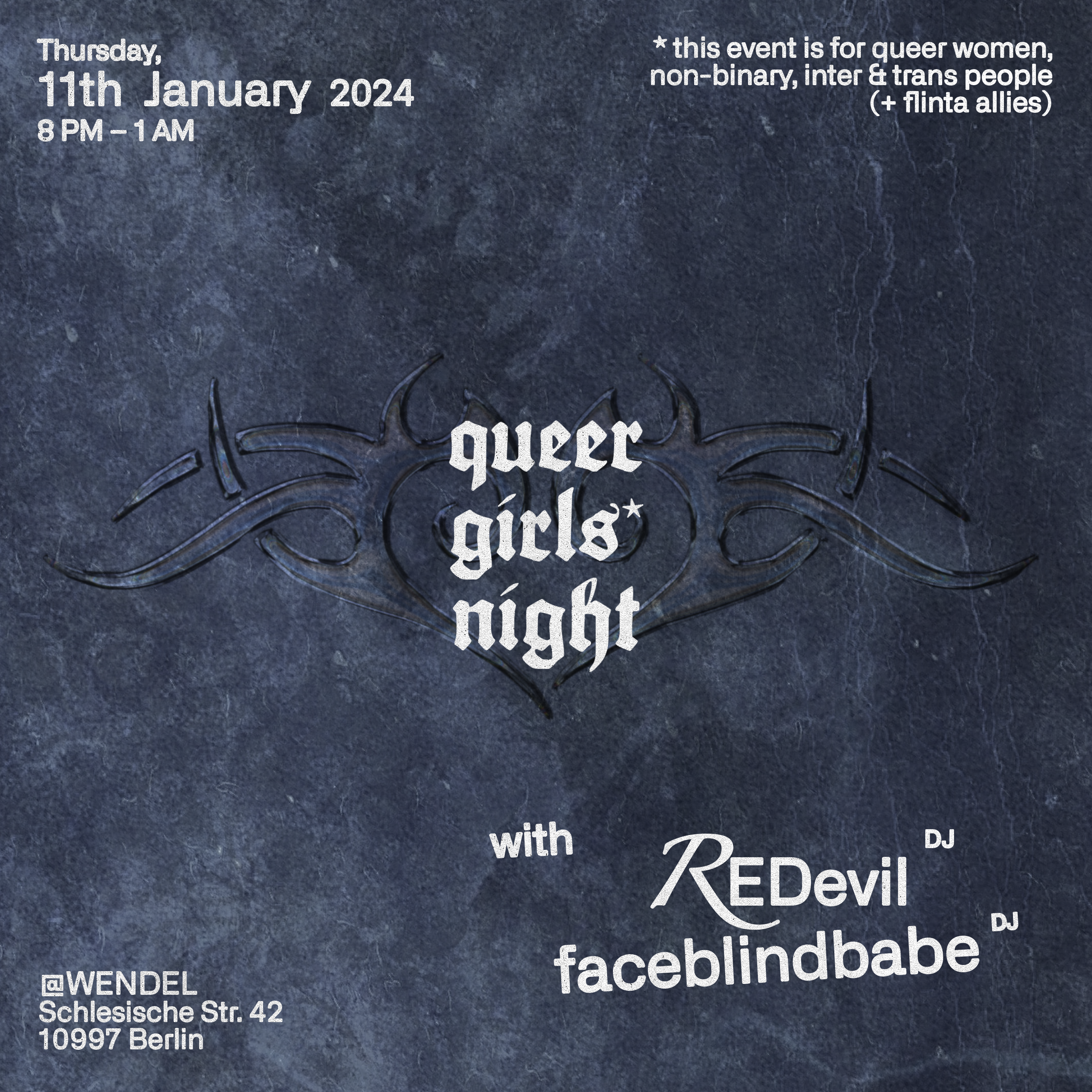 Queer Girls* Night - フライヤー表