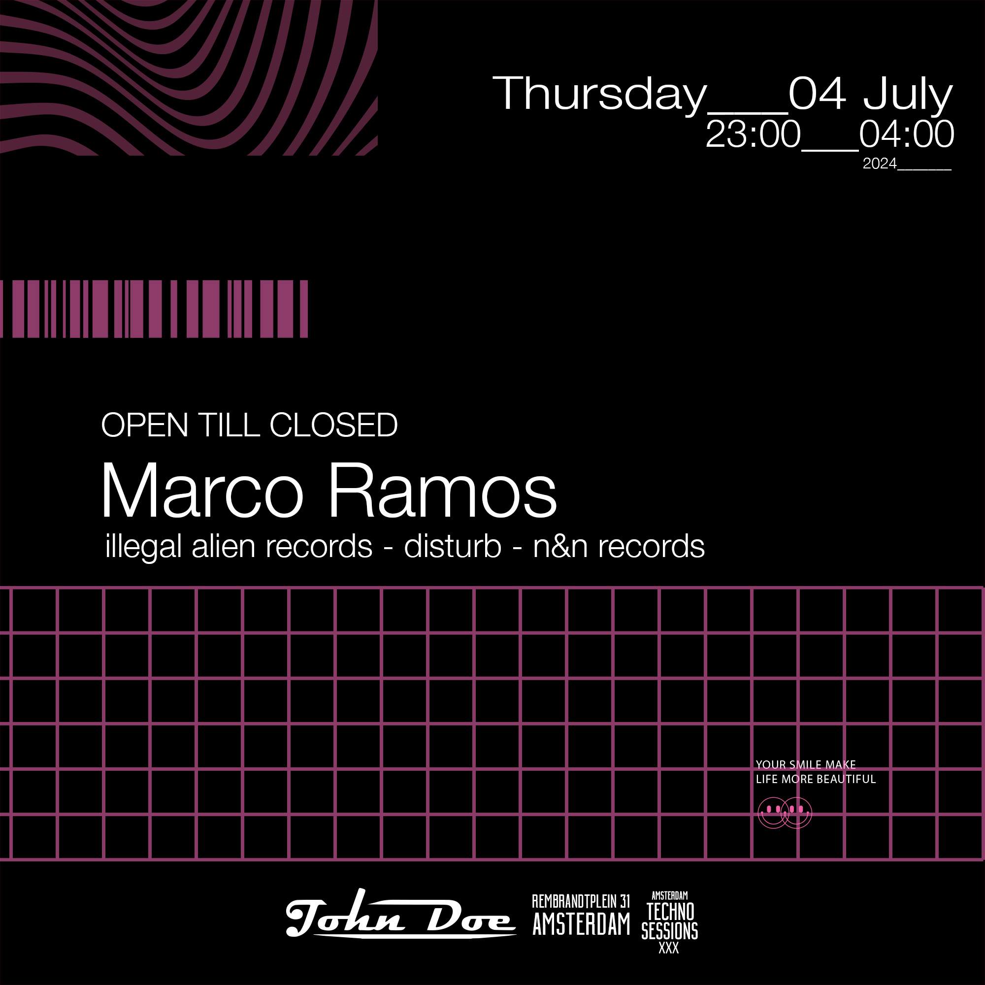 Amsterdam Techno Sessions w Marco Ramos (Illegal Alien Records - Disturb -  N&N Records) en John Doe, Ámsterdam