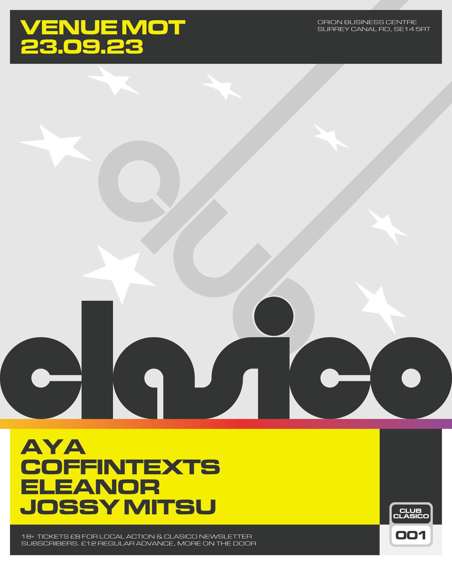 Club Clasico: AYA, Coffintexts, Jossy Mitsu, ELEANOR - フライヤー表