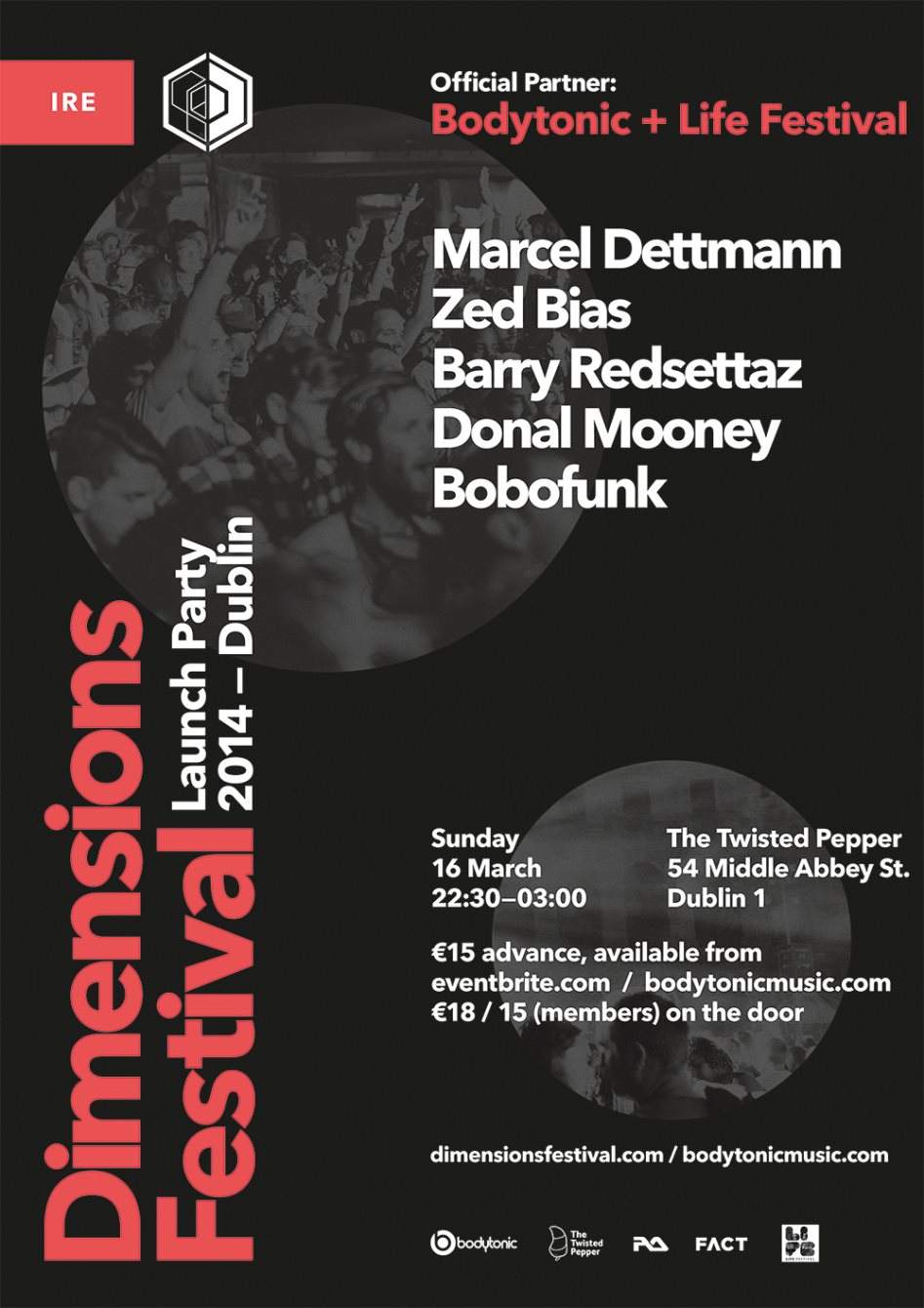 Dimensions 2014 Launch Series: Dublin - Bodytonic + Life Festival with Marcel Dettmann & More - Página trasera