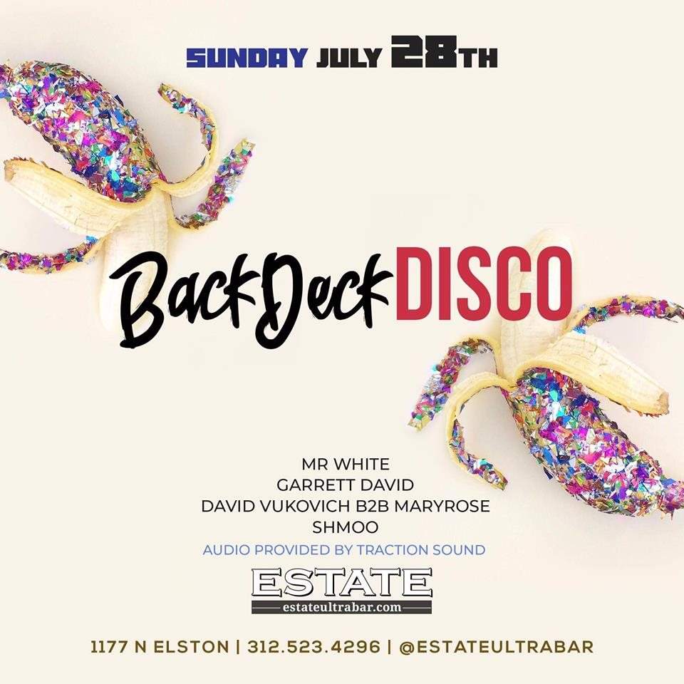 Back Deck Disco with Mr. White / Garrett David / Maryrose b2b David Vukovich / Shmoo - フライヤー表