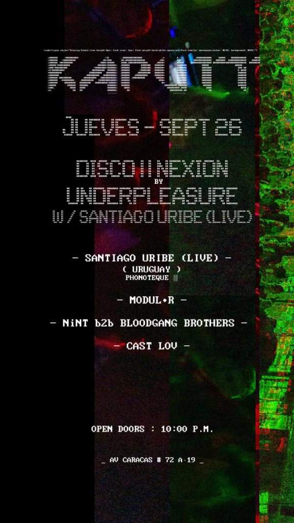 Disco||Nexión by UnderPleasure with Santiago Uribe [Live] - Página trasera