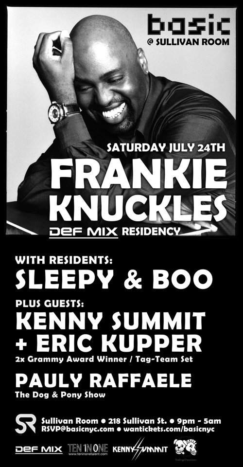 Basic Nyc presents Frankie Knuckles at Sullivan Room, New York