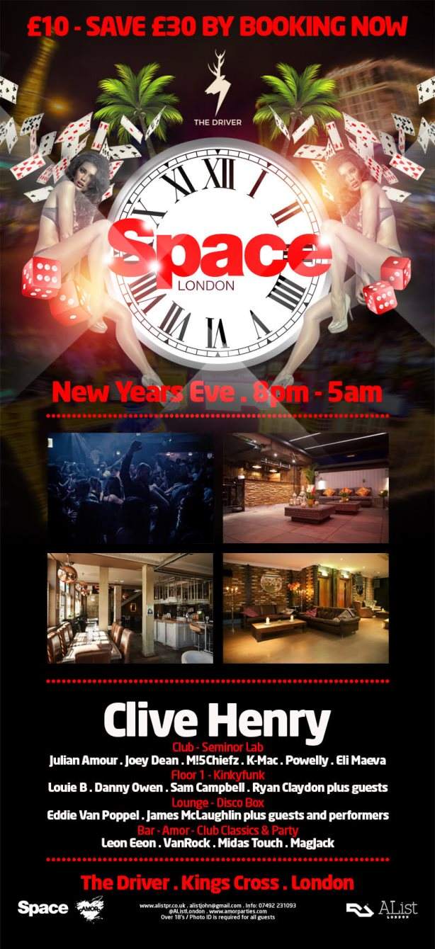 Space New Year's Eve - Casino Vegas with Clive Henry - フライヤー裏