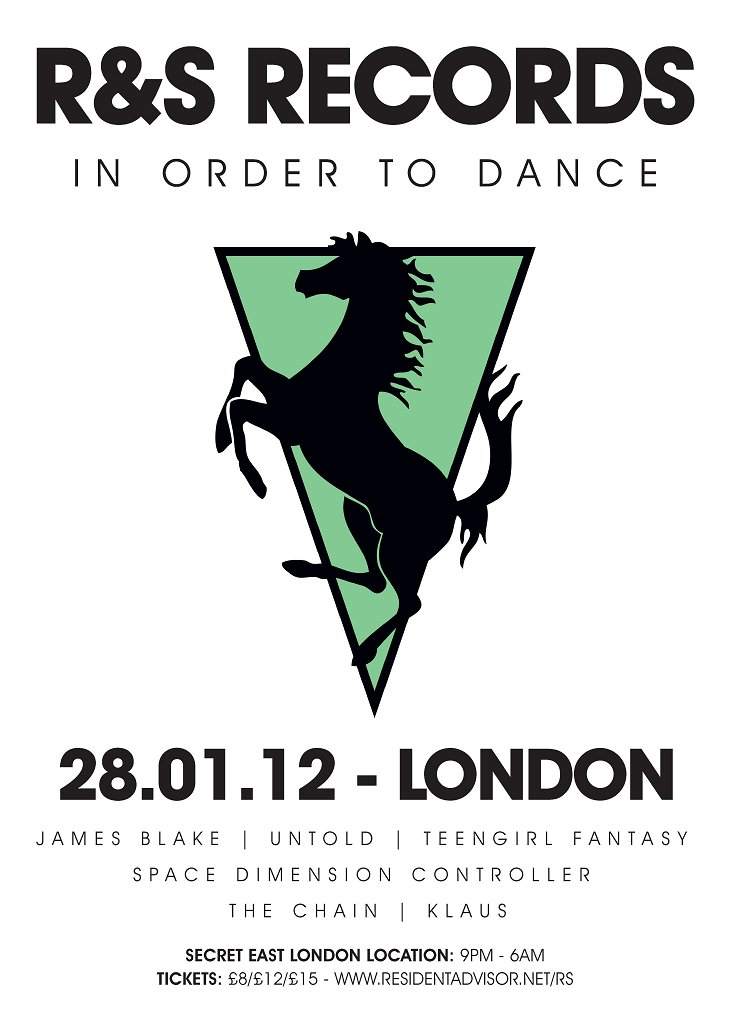 R&S Records Warehouse Party with James Blake, Untold, Space Dimension Controller, The Chain and Klaus - Página frontal
