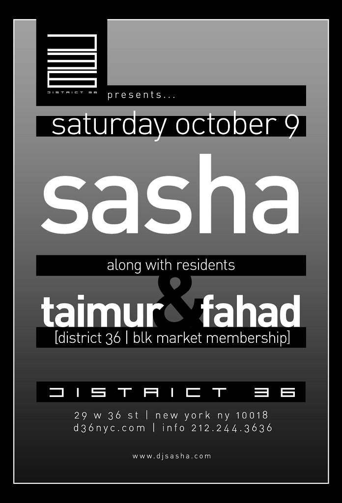 Postponed: District 36 presents: Sasha with Taimur & Fahad - Página trasera