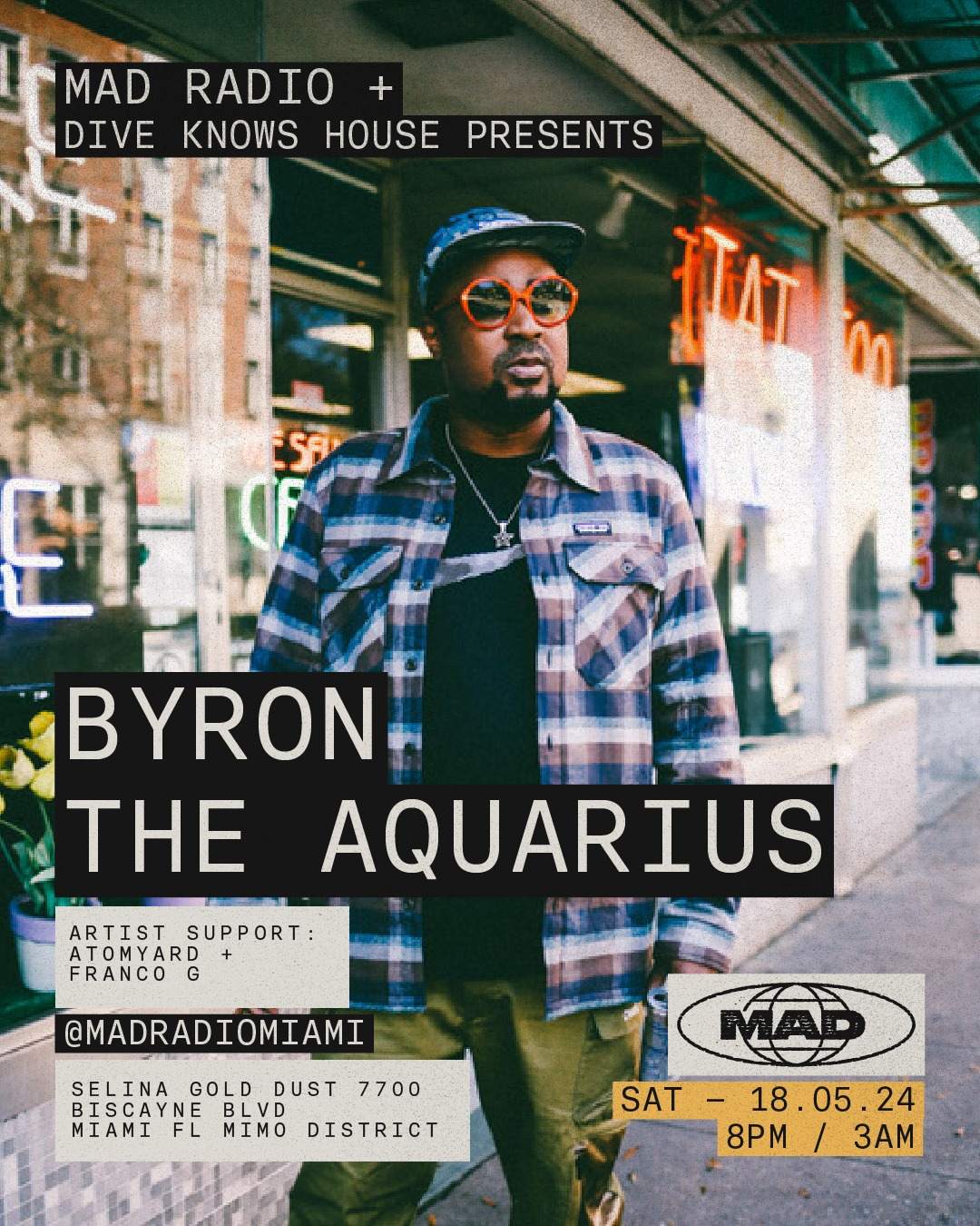 DIVE KNOWS HOUSE PRESENT BYRON THE AQUARIUS - フライヤー表