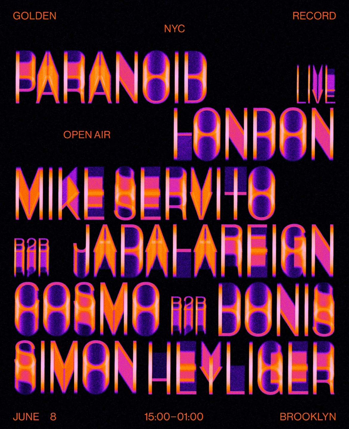 Golden Record NYC presents Paranoid London (LIVE), Mike Servito, JADALREIGN - フライヤー表