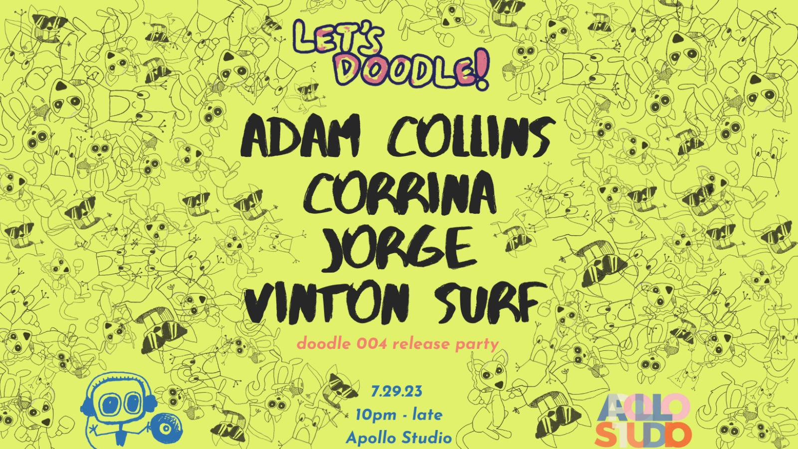 Let's Doodle 004 Release with Adam Collins & Vinton Surf - Página frontal