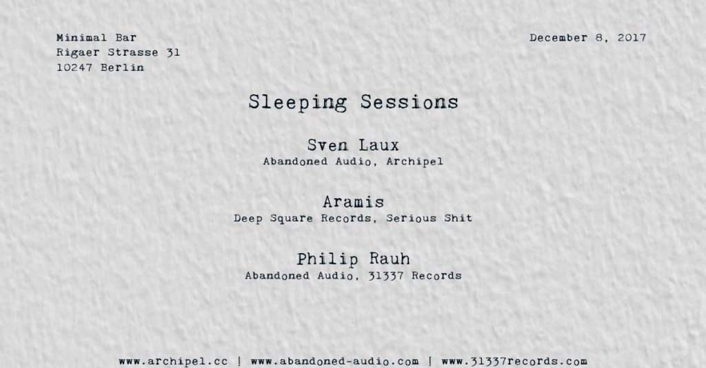 Sleeping Sessions mit Sven Laux, Aramis & Philip Rauh - Página frontal