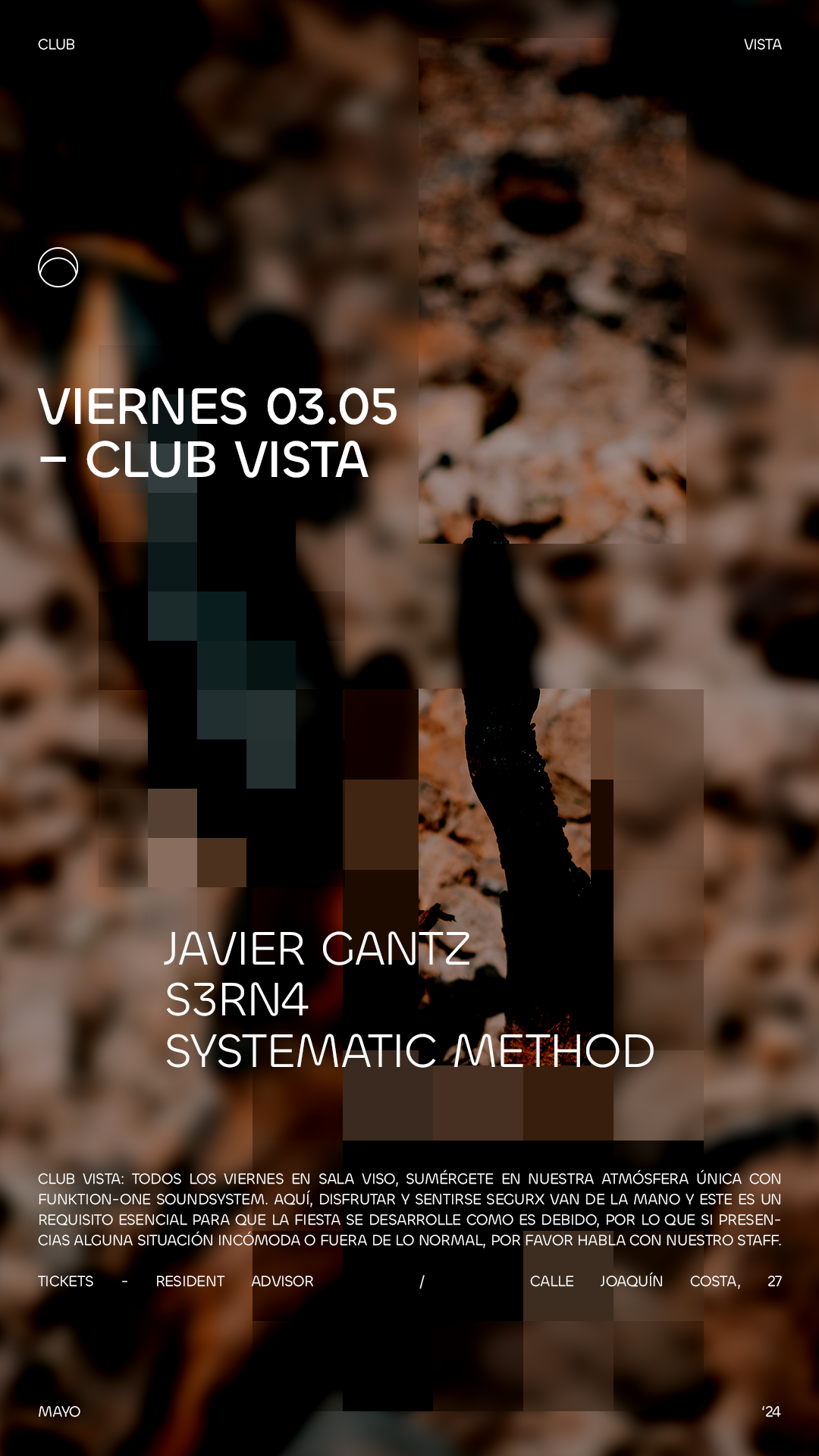 Club Vista: Javier Gantz + S3RN4 + Systematic Methods - フライヤー表