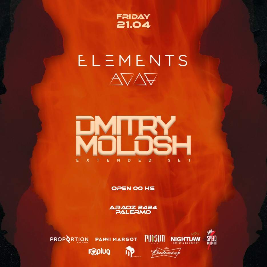 Elements Club pres. Dmitry Molosh (Extended set) + Hassan + TBA at Club  Araoz, Argentina