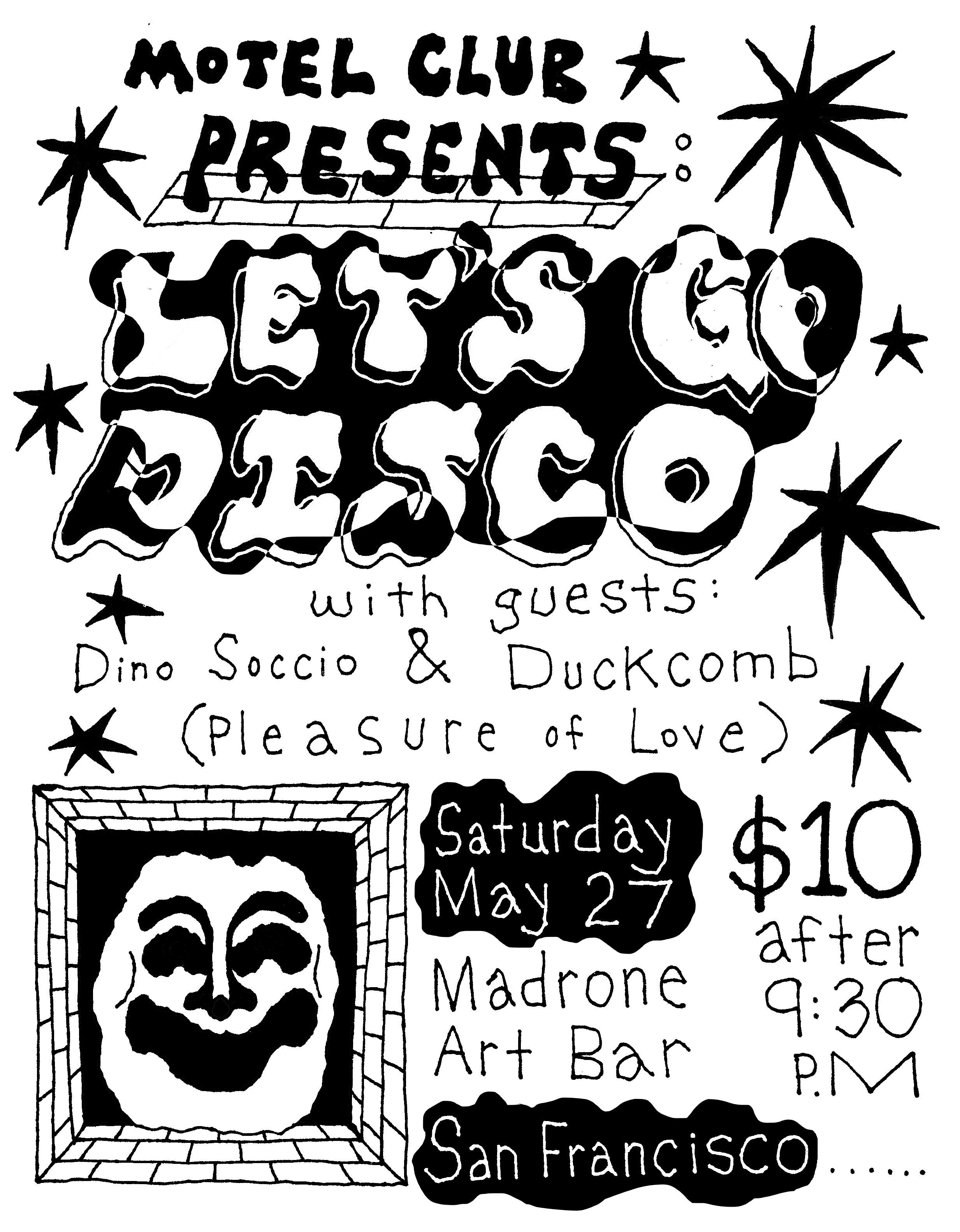 Motel Club presents: Let's Go Disco with Dino Soccio & Duckcomb - フライヤー表