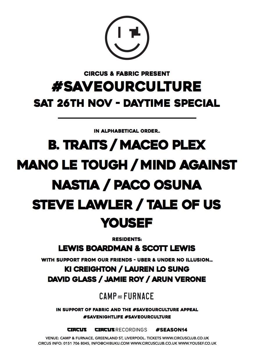 Circus & Fabric present Saveourculture - Página frontal