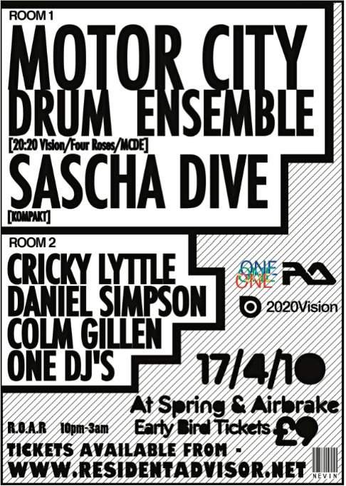 One presents Motor City Drum Ensemble & Sascha Dive - フライヤー裏