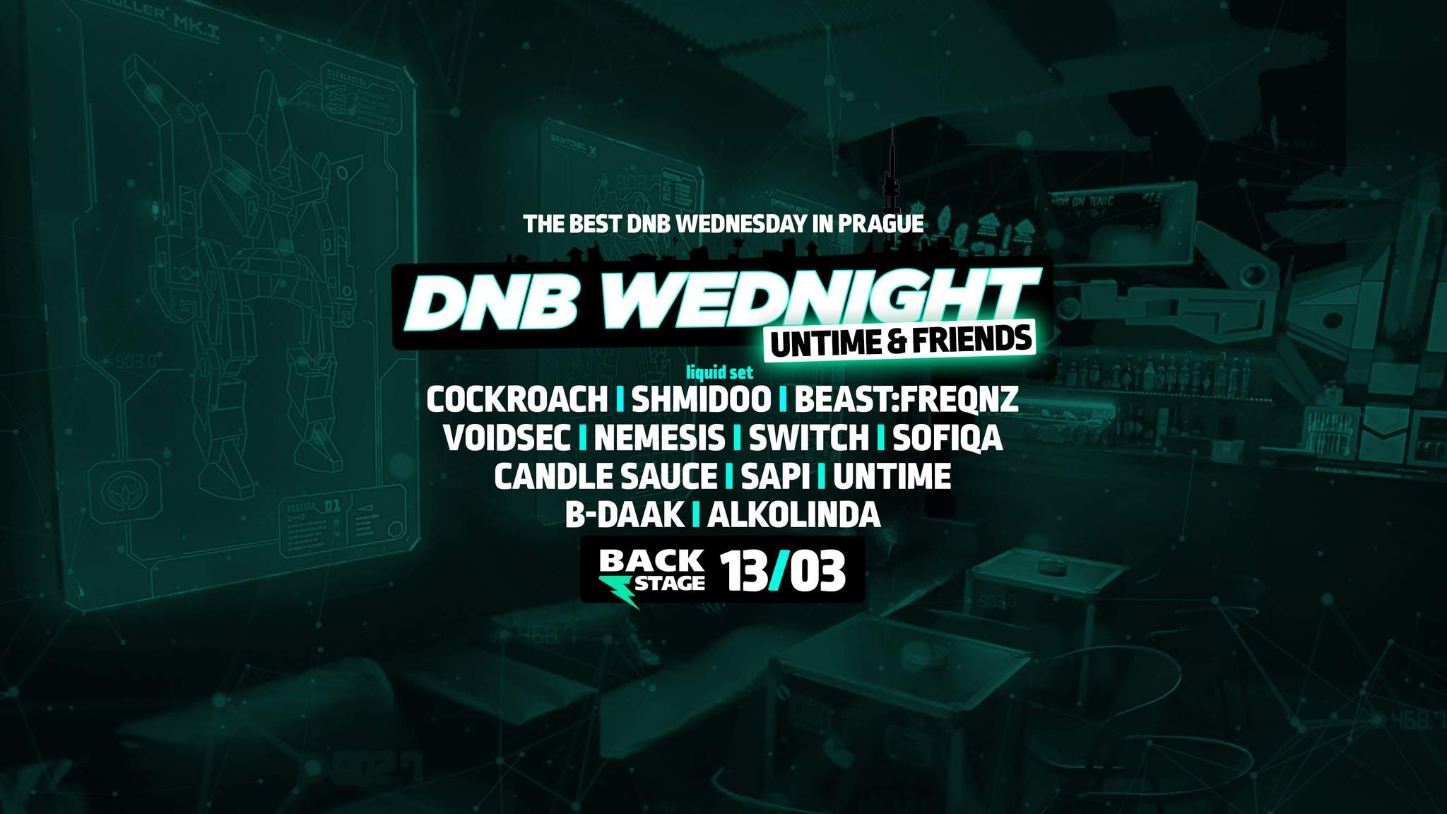 DNB Wednight - uNtime and Friends + Backstage secret pub - フライヤー表