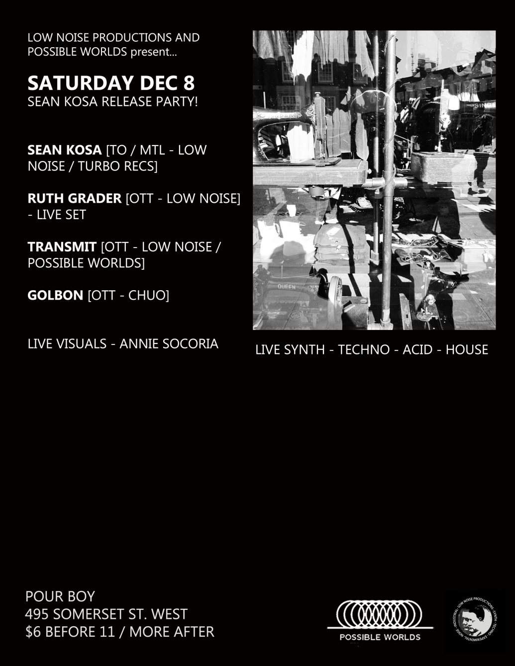 Low Noise Sessions - Sean Kosa Release Party - Flyer front