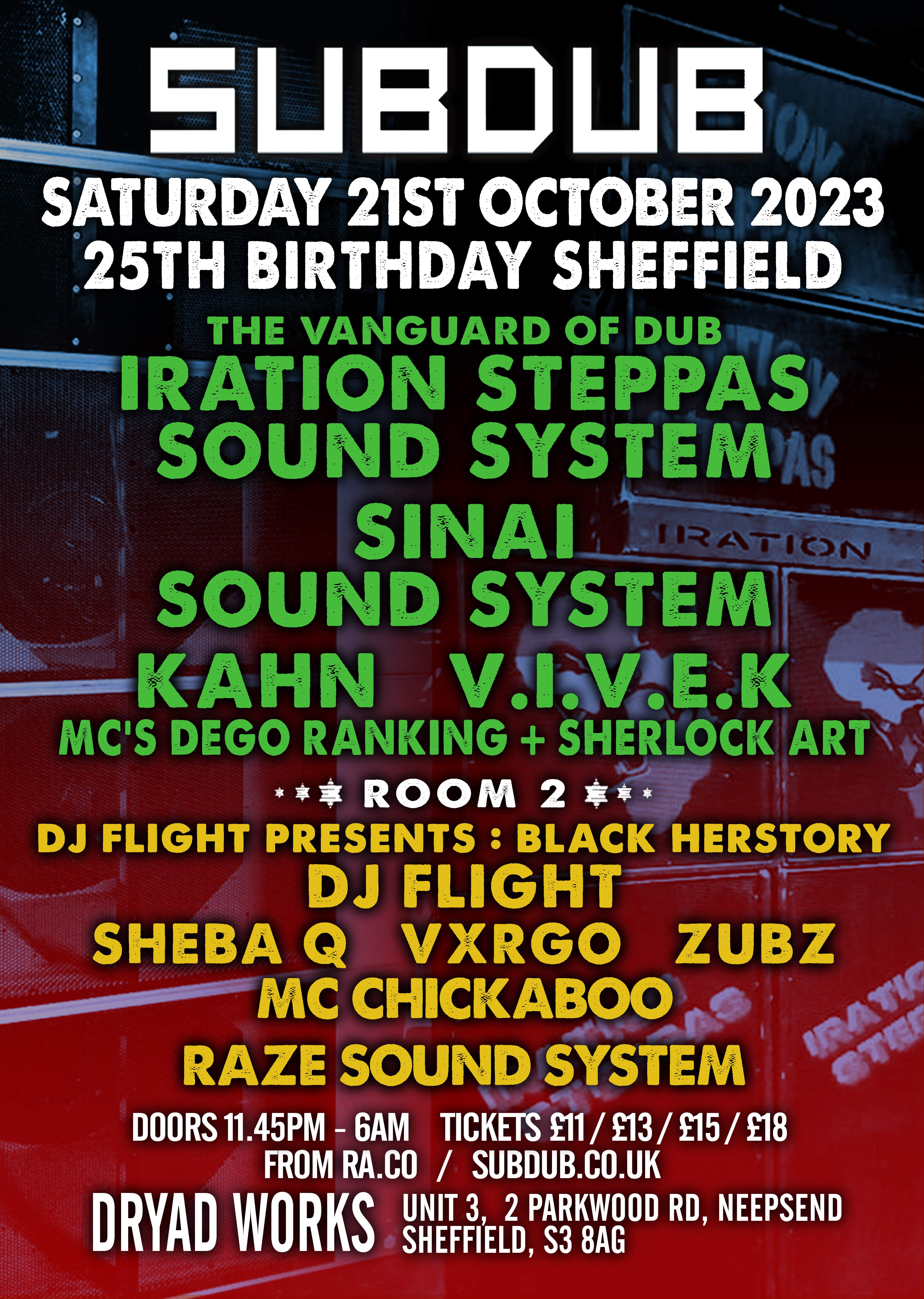SUBDUB 25th Birthday - Iration Steppas, Sinai Sound, Kahn, V.I.V.E.K ...