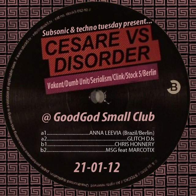 Cesare vs Disorder presented By Subsonic & Techno Tuesday - Página frontal
