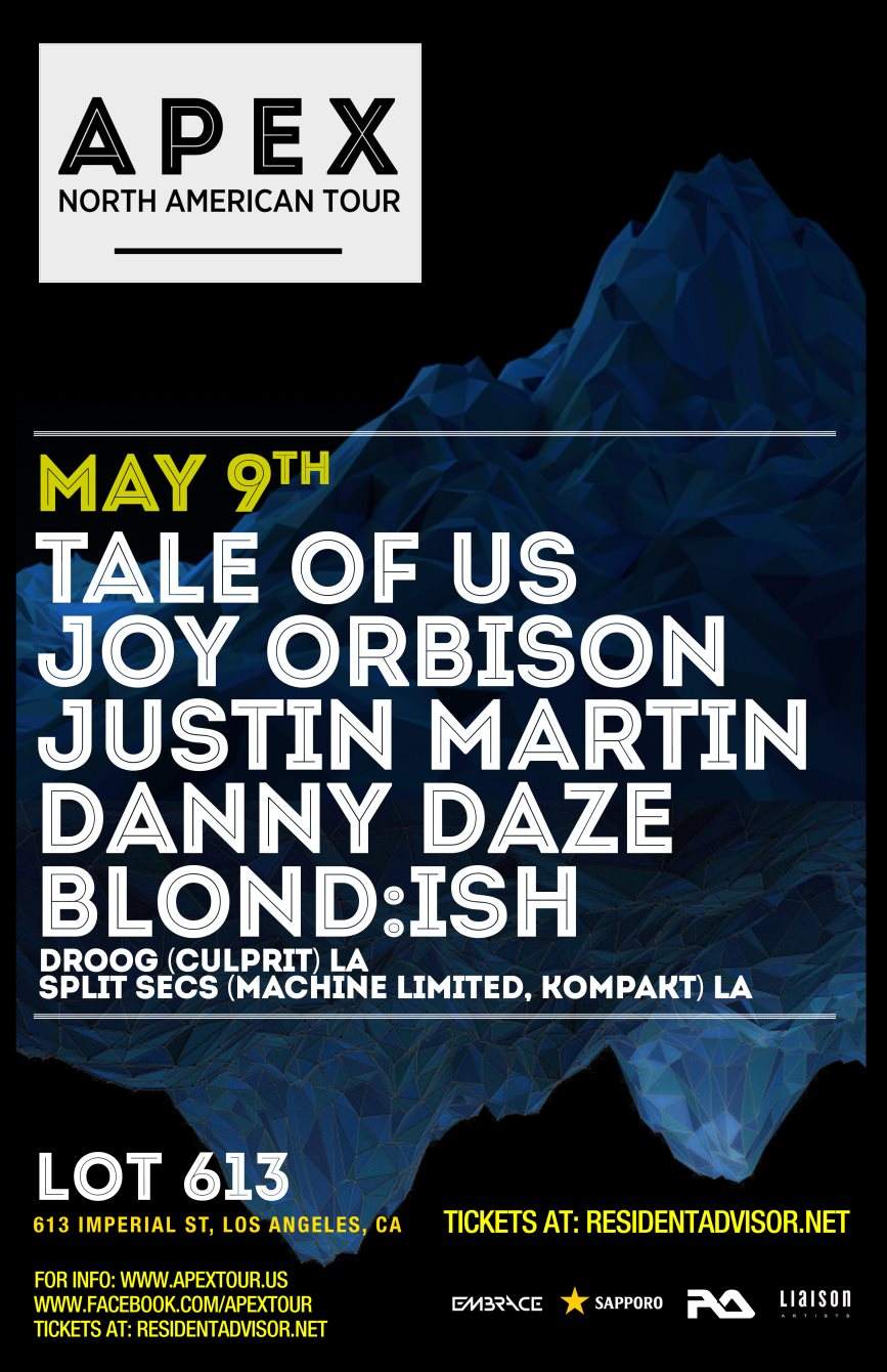 Apex Tour with Tale Of Us, Joy Orbison, Justin Martin, Danny Daze and Blond:ish - フライヤー表