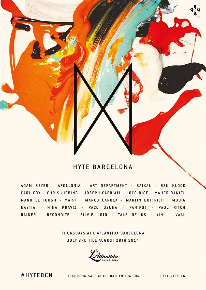 Hyte Barcelona // Season Opening with Adam Beyer // PAN-POT // Martin Buttrich // MAR-T - フライヤー表