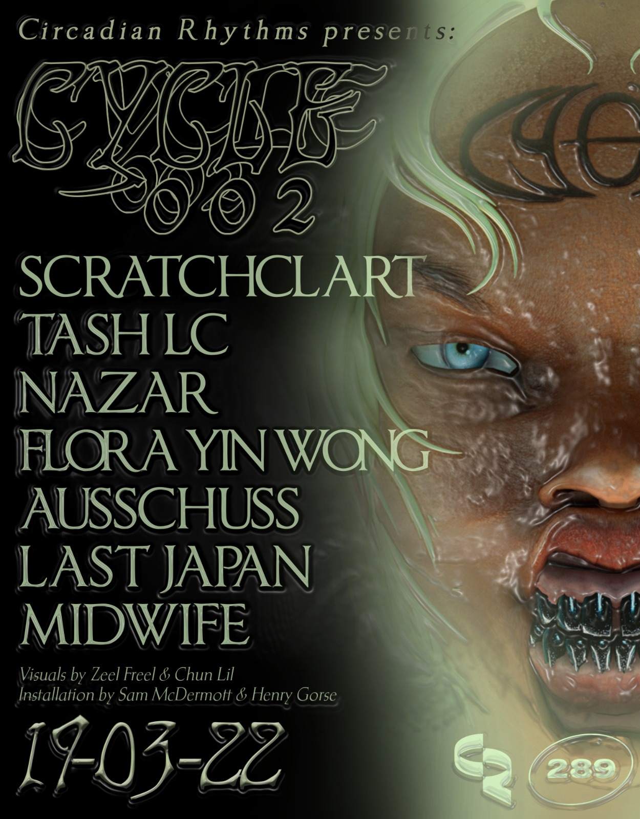 Circadian Rhythms: CYCLE-002 with Scratchclart / Tash LC / Nazar / Flora Yin-Wong - フライヤー表