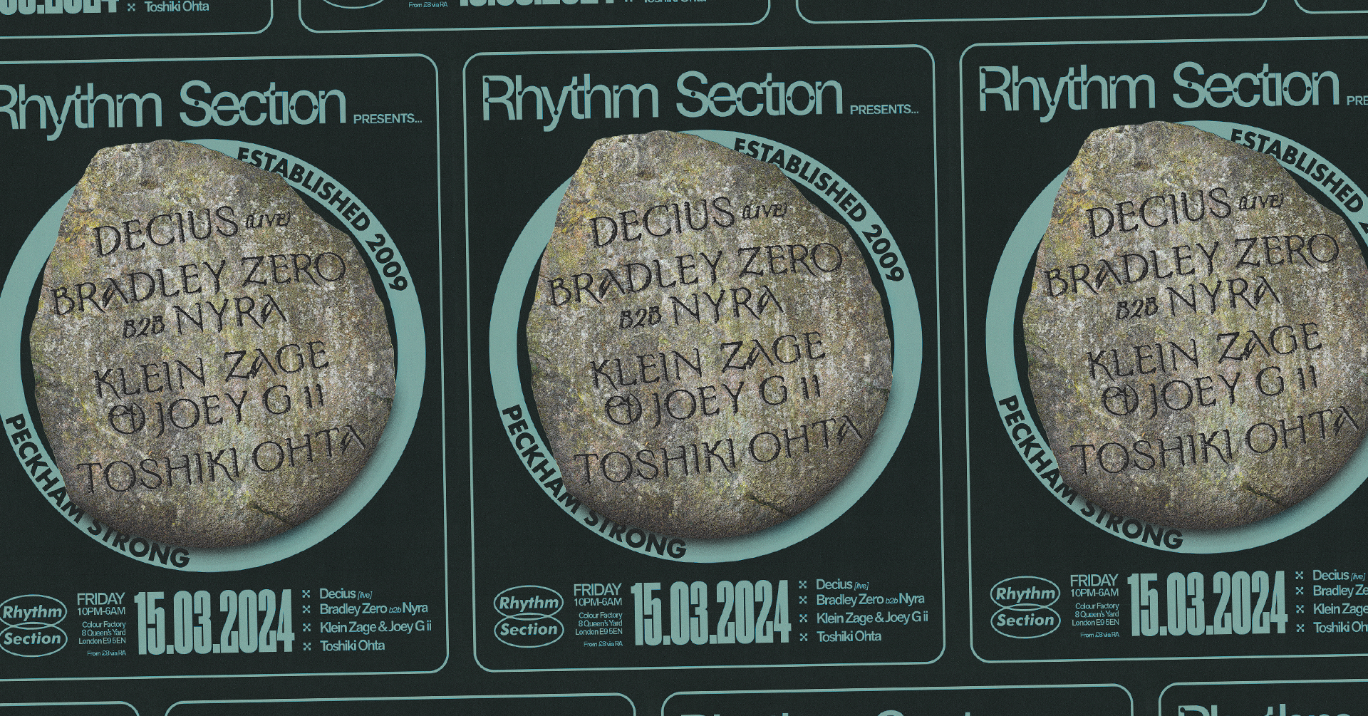 Rhythm Section with Decius (live), Bradley Zero b2b Nyra, Tosh, Klein Zage + Joey G ii - フライヤー表