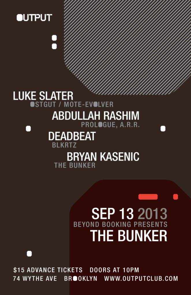The Bunker presents: Luke Slater, Abdulla Rashim, Deadbeat & Bryan Kasenic - Página frontal