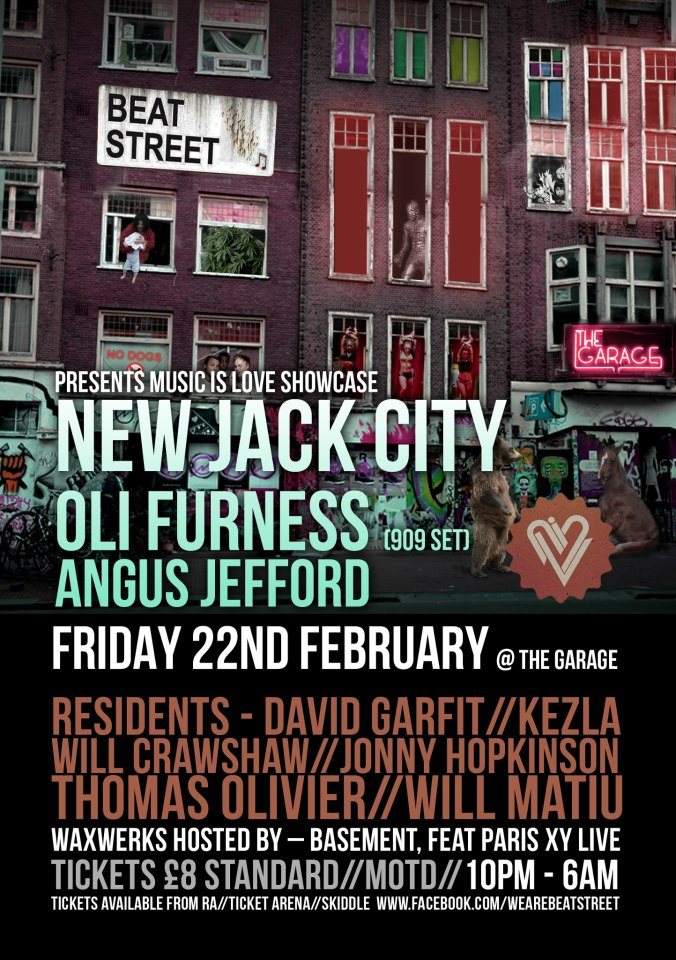 Beatstreet presents - Music Is Love Showcase with New Jack City, Oli Furness & Angus Jefford - フライヤー表