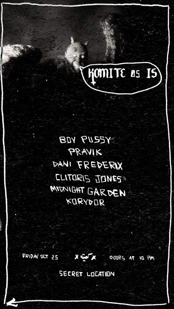 komite 05: Boy Pussy/ Pravik/ Clitoris Jones/ Dani Frederix/ Korydor/ Midnight Garden - フライヤー裏