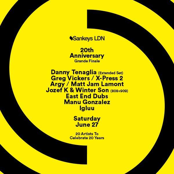 20 Years of Sankeys - Mini Festival with Danny Tenaglia (Extended set), East End Dubs, Argy - Página frontal