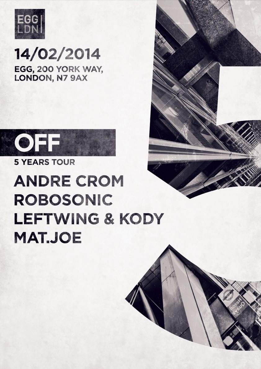 Off Recordings 5th Birthday: Andre Crom, Leftwing & Kody - Página frontal