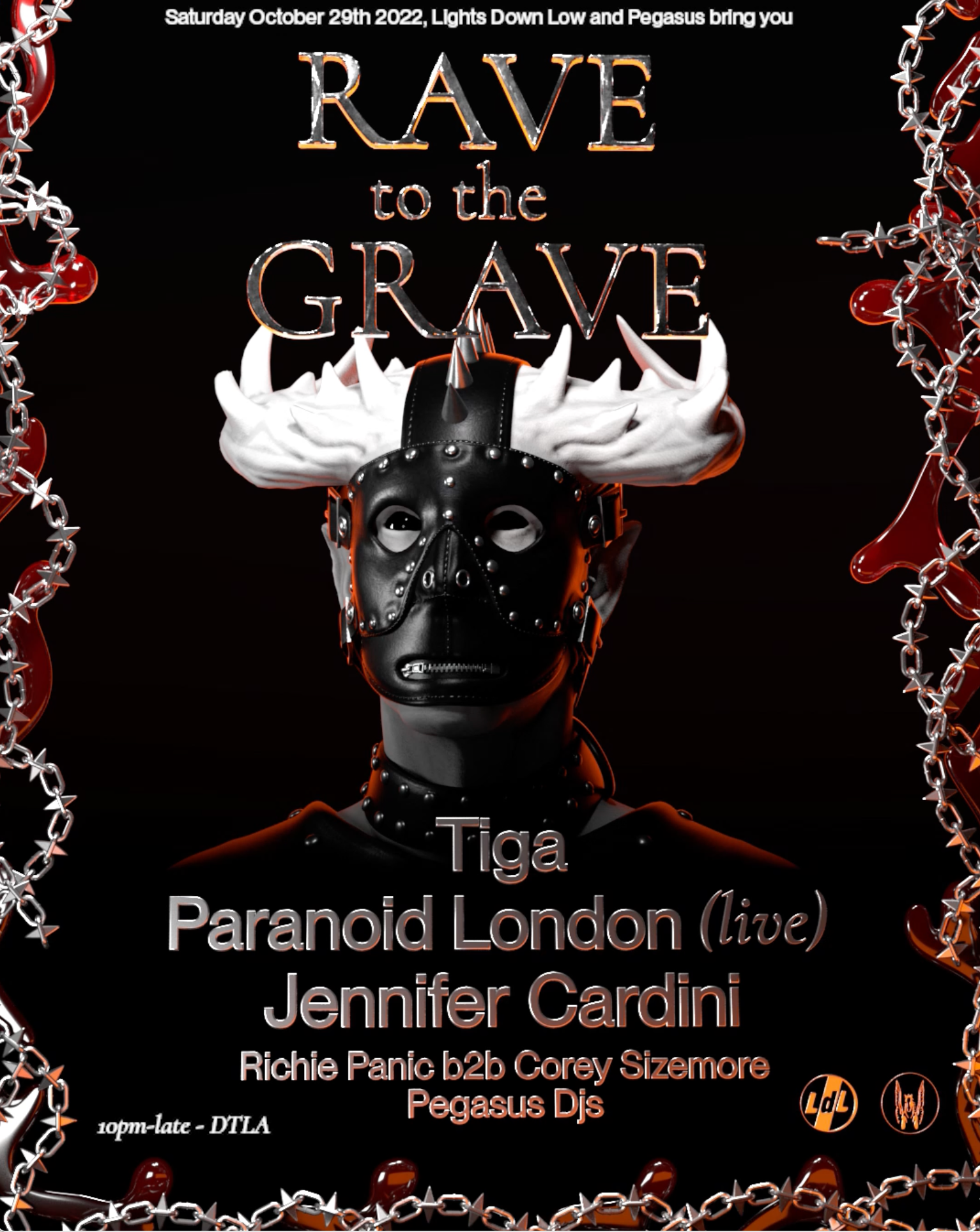 SOLD OUT Lights Down Low x Pegasus Rave to the Grave Tiga, Secret