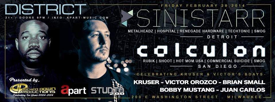 Apart & Locked Down Productions present District Ft: Sinistarr with Calculon - Página frontal