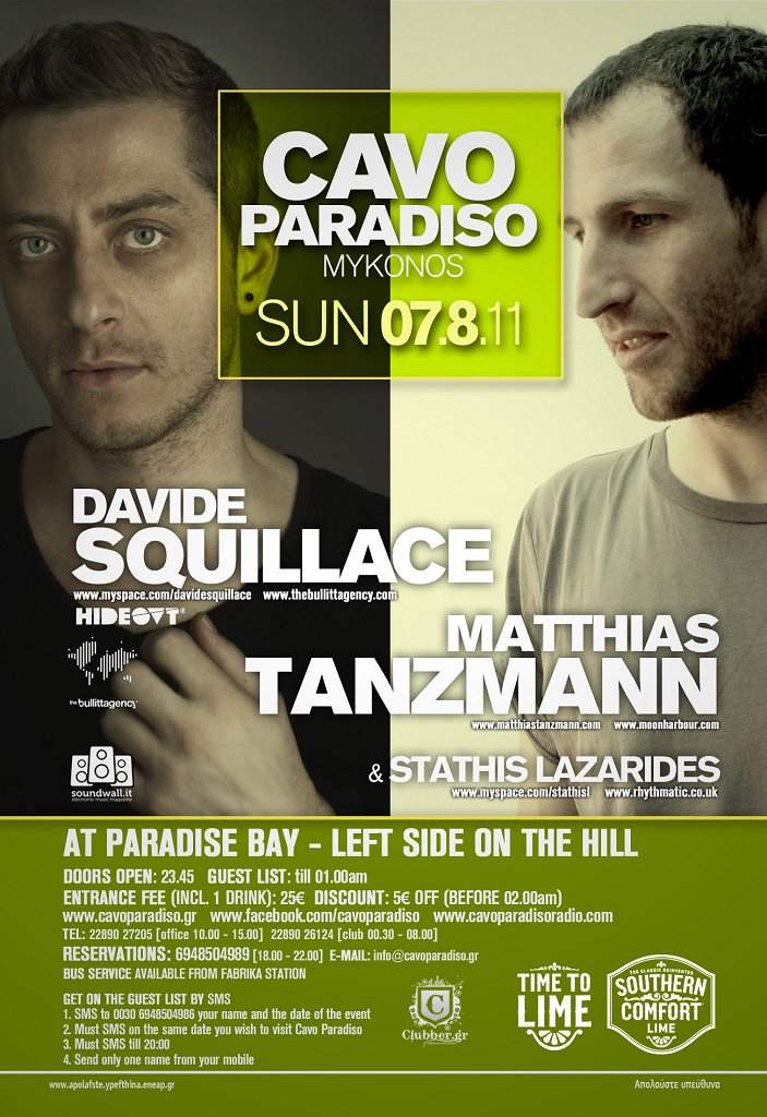 Cavo Paradiso presents Davide Squillace & Matthias Tanzmann - Página frontal