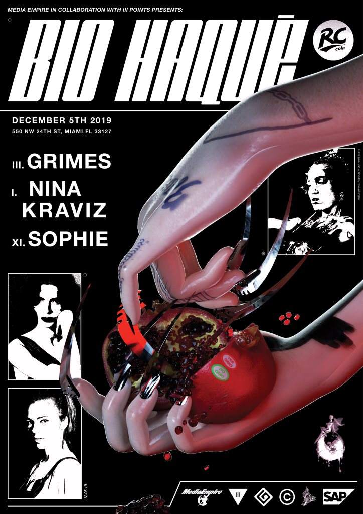 Bio Haqué: Grimes, Nina Kraviz & SOPHIE - Basel Miami - Página frontal