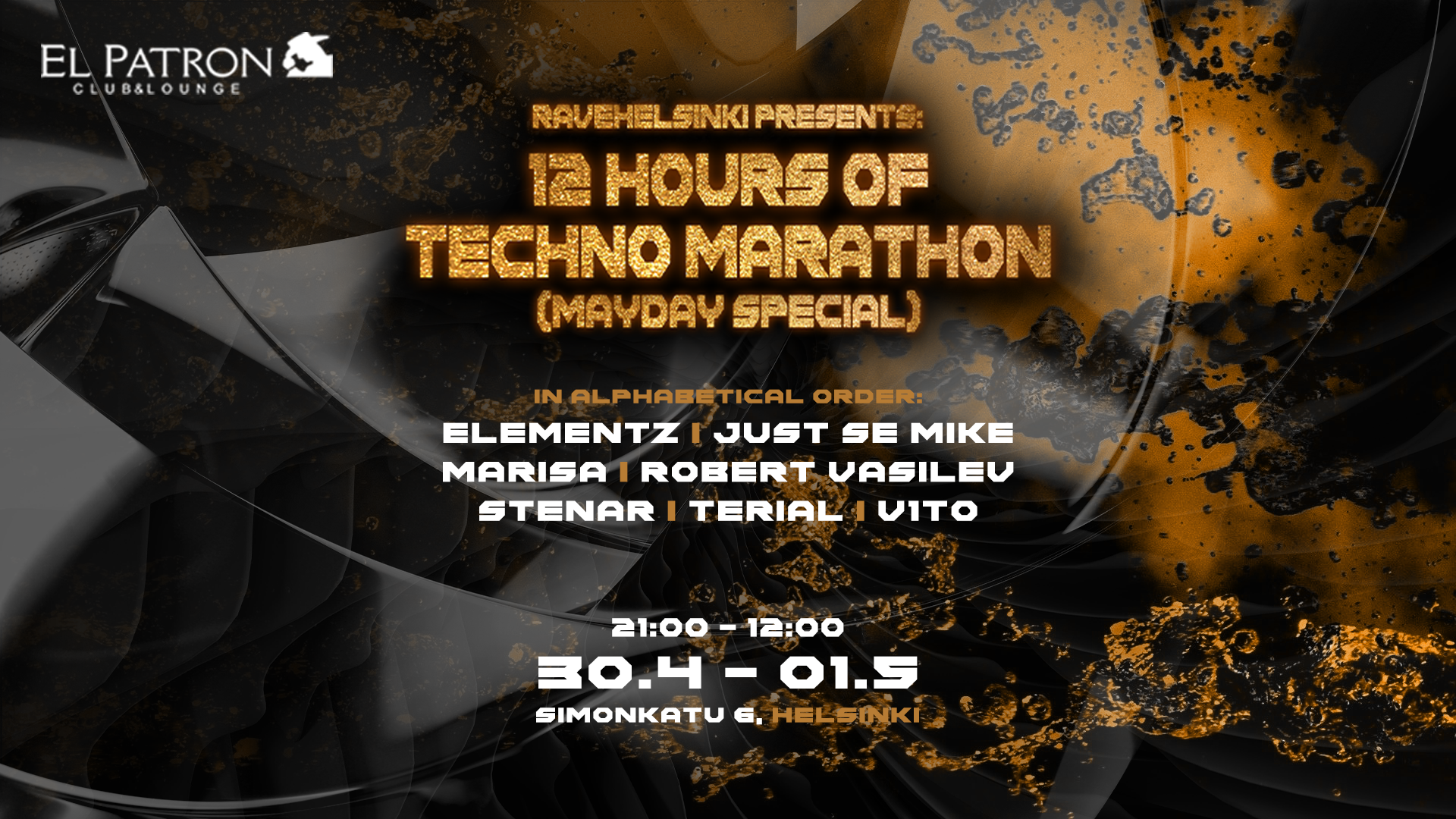 12 Hours Of Techno Marathon ( Vappu Special) - フライヤー表