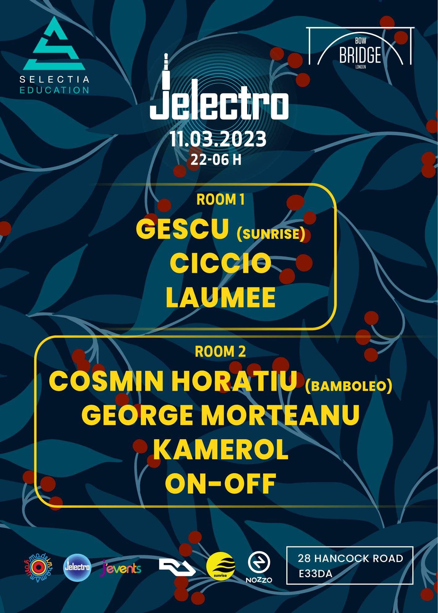 Gescu (Sunrise), Ciccio & Laumee, Cosmin Horatiu (Bamboleo), George Morteanu, KAMEROL, On-OFF - フライヤー裏