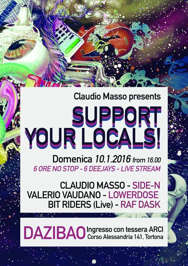 Claudio Masso presents: Support Your Locals - フライヤー表