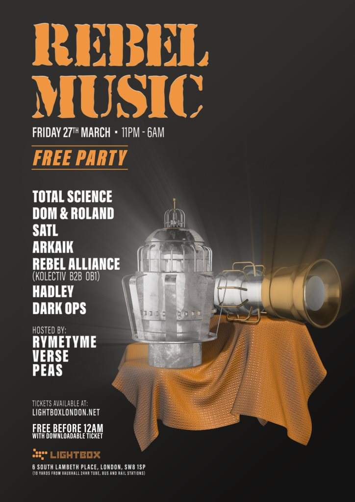 Rebel Music - Free Party with Total Science, Dom & Roland, Satl More - フライヤー裏