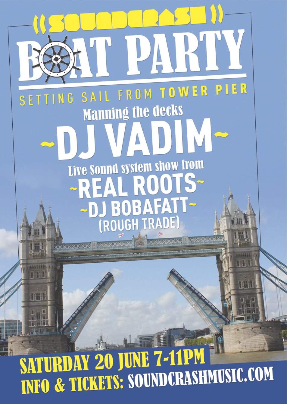Soundcrash Boat Party with Dj Vadim, Live Soundsystem Show From Real Roots, Dj Bobafatt - Página frontal
