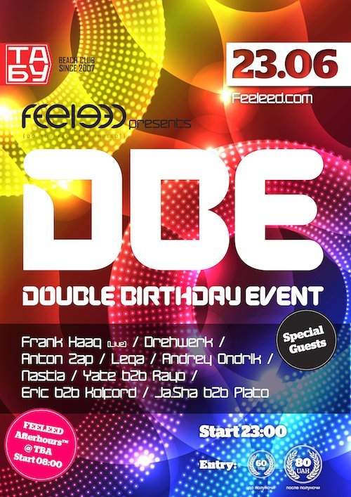 Feeleed presents DBE - Double Birthday Event - Página frontal