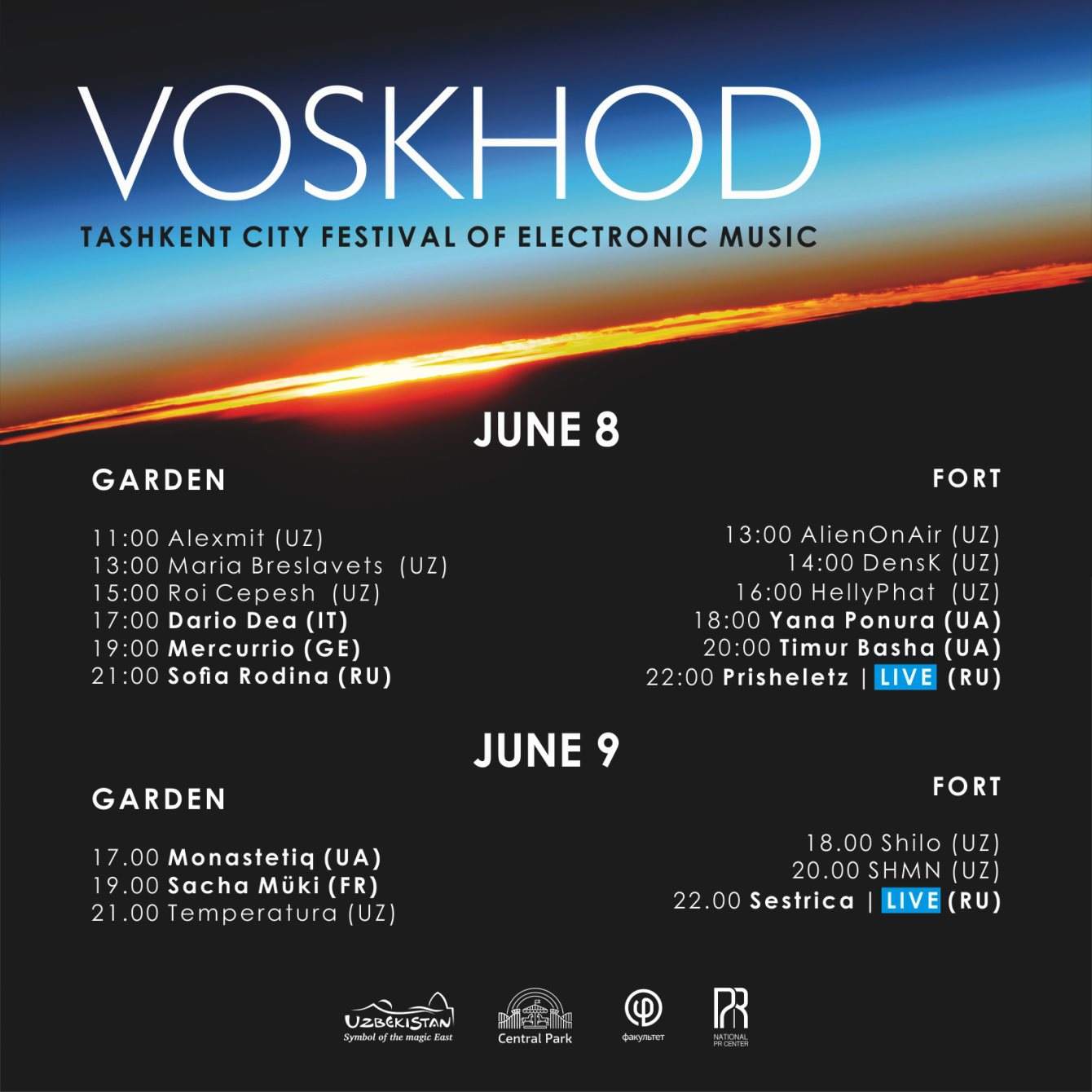 “VOSKHOD” Tashkent City Festival of Electronic Music - Página frontal