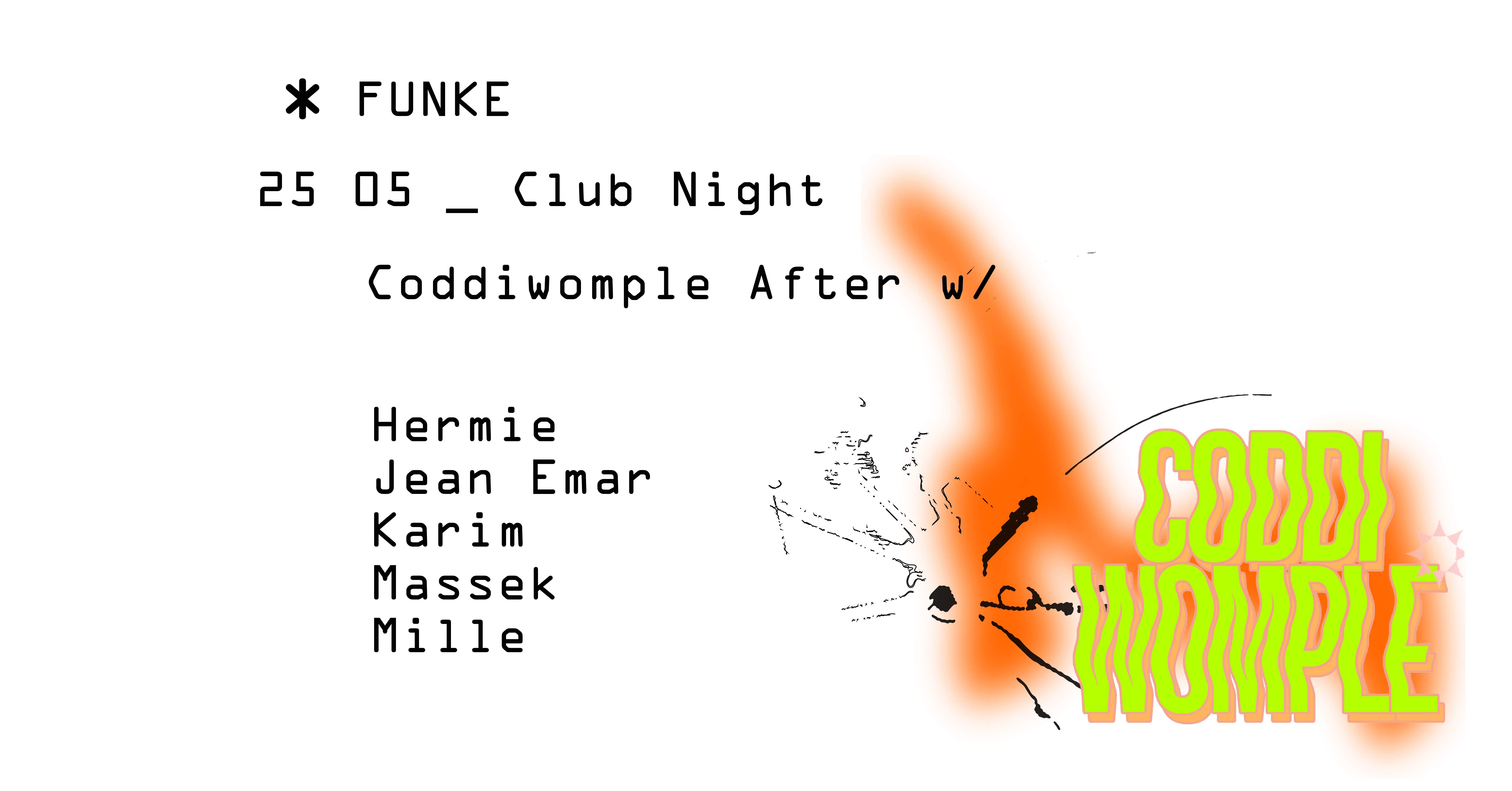 Funke_Coddiwomple After with Hermie, Jean Emar, Karim, Massek, Mille - フライヤー表