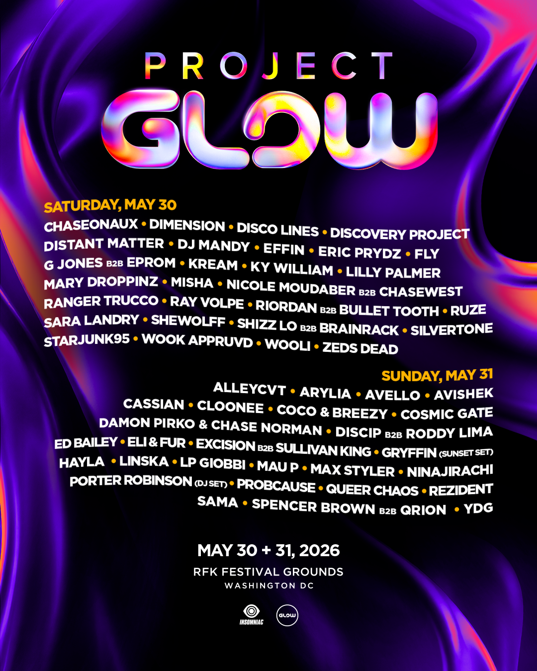 Project GLOW Festival 2026 at RFK Stadium Memorial Stadium, Washington DC