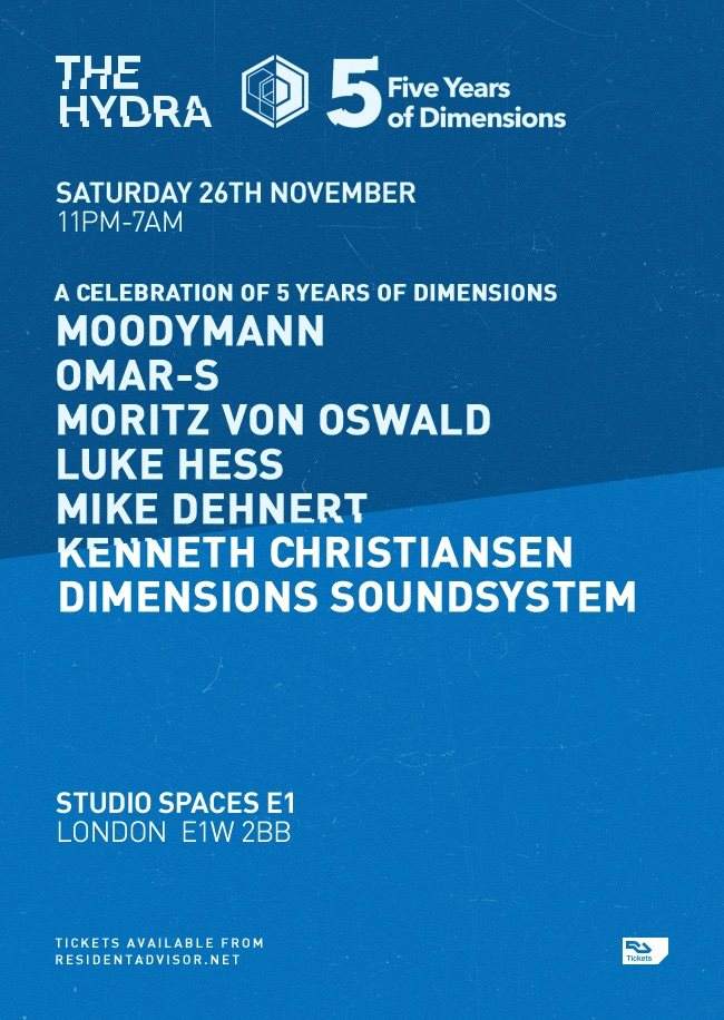 The Hydra: A Celebration of 5 Years of Dimensions with Moodymann, Omar-S, Moritz Von Osw - Página frontal
