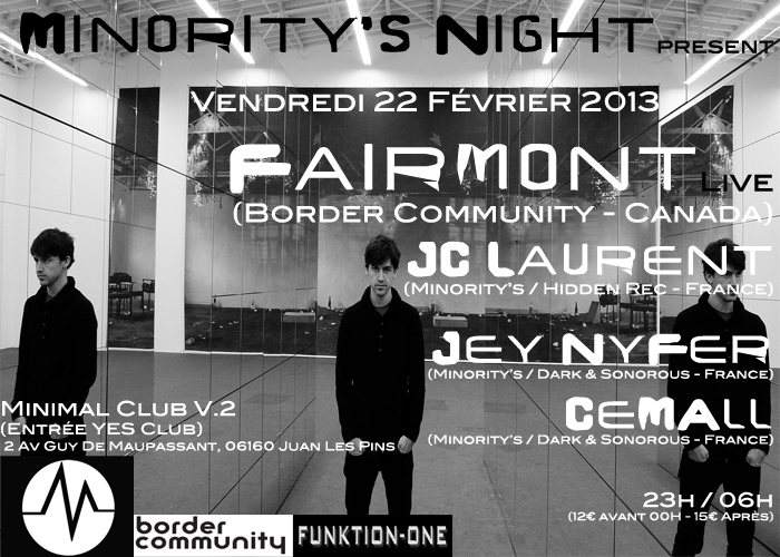 Minority's Night present Fairmont, JC Laurent, Jey Nyfer & Cemall - Página trasera