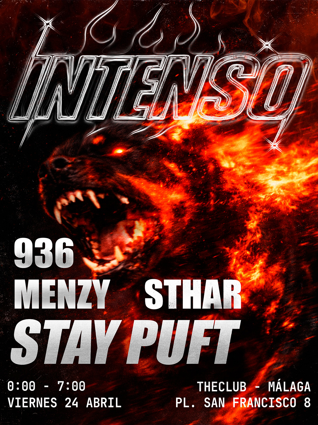 INTENSO: STAY PUFT · MENZY · STHAR · 936 at The Club, Malaga