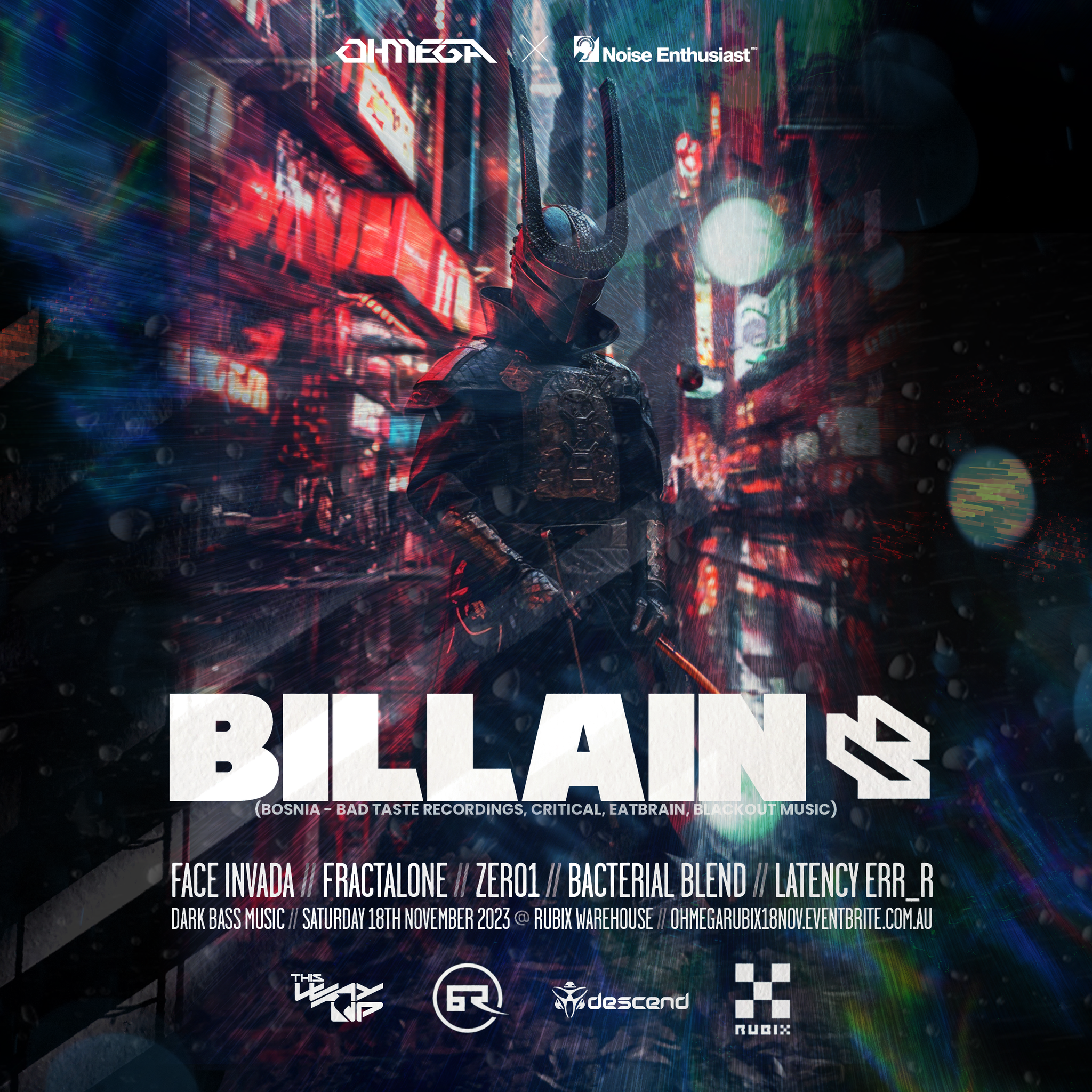 BILLAIN (Bosnia) VISION - Critical Music - OWSLA  - INVISIBLE - BLACKOUT - RENRAKU - INSPECTED - フライヤー表